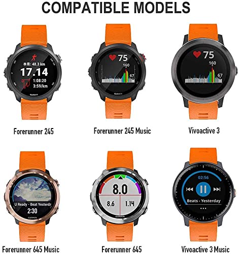 Zitel Bands for Garmin Forerunner 165/245/645, 55/158, Vivoactive 6/5/3/3S, Venu Sq/Sq 2, Venu 2 Plus, 20mm - Orange