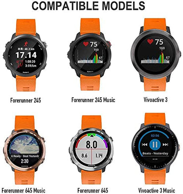 Zitel Bands for Garmin Forerunner 165/245/645, 55/158, Vivoactive 6/5/3/3S, Venu Sq/Sq 2, Venu 2 Plus, 20mm - Orange