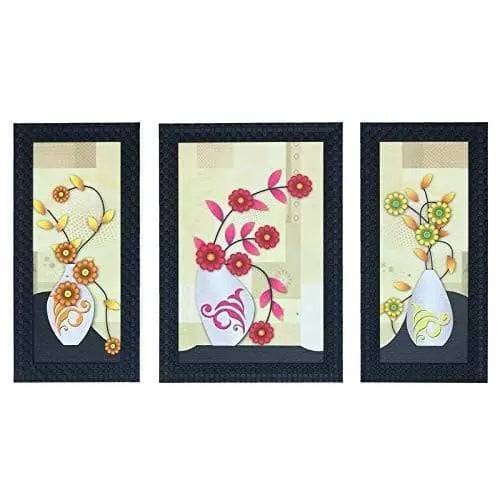 JaipurCrafts Lord Ganesha Set of 3 Large Framed UV Digital Reprint Painting (Wood, Synthetic, 36 cm x 61 cm)