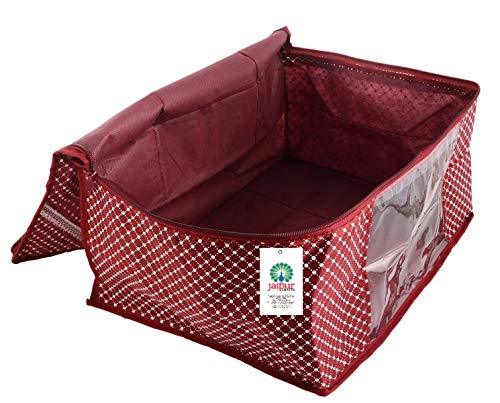 JaipurCrafts 12 Pieces Quilted Polka Dots Cotton Saree Cover Set, Maroon (40 x 30 x 20 cm)