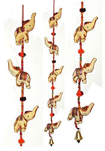 JaipurCrafts Handcrafted Rajasthani Colored Bells Design Wall Hanging Decorative Showpiece - 39 Inch (Wood)- Pack of 2