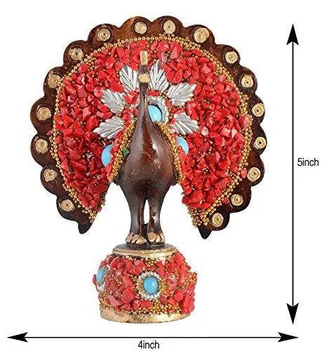 JaipurCrafts Premium Collection Real Stone Fitted Dancing Peacock Showpiece