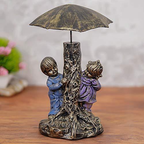 Webelkart Resin Designer Cute Baby Valentine Love Couple Statue, 8 Inches, Purple, Gold, 1 Piece