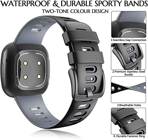 Zitel Straps for Fitbit Versa 3 - Black/Gray