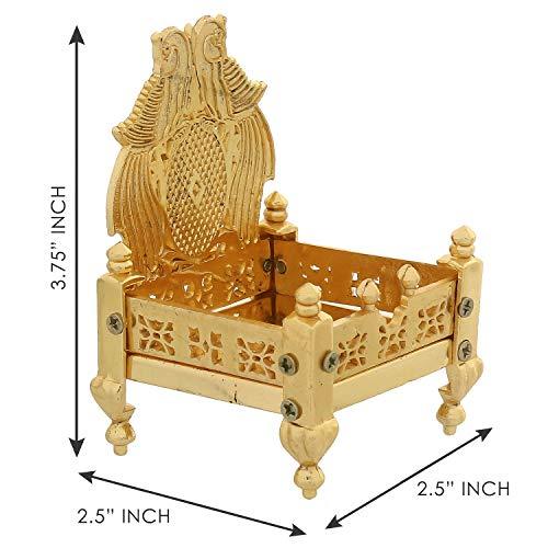 Webelkart Handcrafted Premium Gold Plated Metal Singhasan for Pooja, Religious Puja Gifts and Decor, Showpiece - (10 cm x 8 cm x 18 cm)