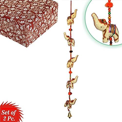 JaipurCrafts Handcrafted Rajasthani Colored Bells Design Wall Hanging Decorative Showpiece - 39 Inch (Wood)- Pack of 2