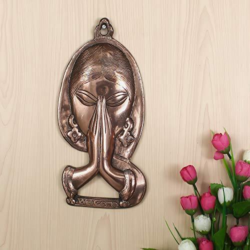 Webelkart Welcome Lady Metal Wall Hanging (13 cm x 2.54 cm x 27 cm, Brown)