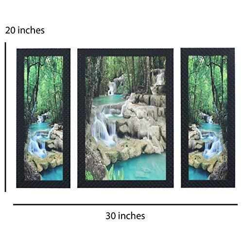 JaipurCrafts Flower Set of 3 Large Framed UV Digital Reprint Painting (Wood, Synthetic, 36 cm x 61 cm)