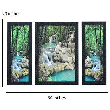 JaipurCrafts Flower Set of 3 Large Framed UV Digital Reprint Painting (Wood, Synthetic, 36 cm x 61 cm)