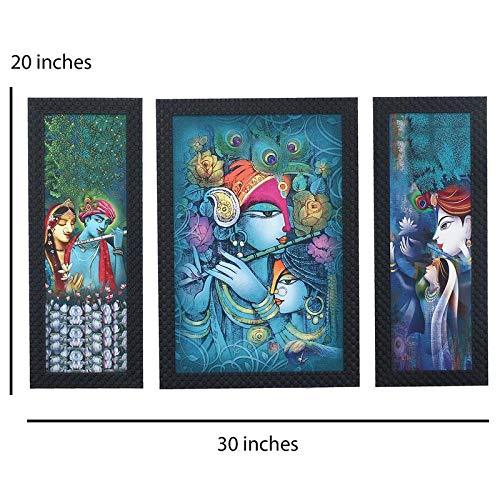 JaipurCrafts Buddha Set of 3 Large Framed UV Digital Reprint Painting (Wood, Synthetic, 36 cm x 61 cm)