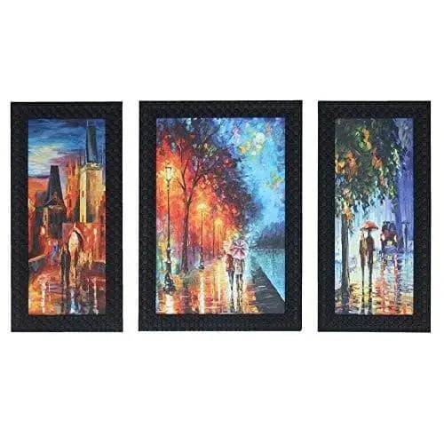JaipurCrafts Lord Ganesha Set of 3 Large Framed UV Digital Reprint Painting (Wood, Synthetic, 36 cm x 61 cm)
