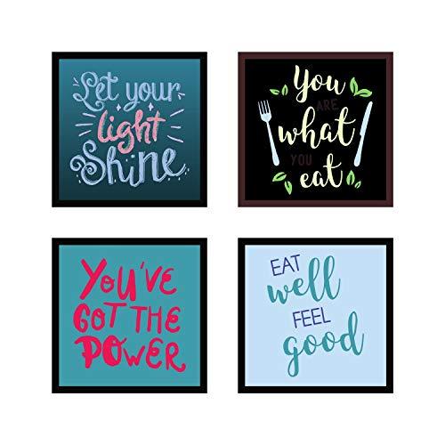 Webelkart Premium Synthetic Set of 4 Motivational/Inspirational Quote Photo Frame for Wall, Office, Study Room Decoration Poster Framed with Plexi Glass, Size - 10 x 10 Inch | Multicolour