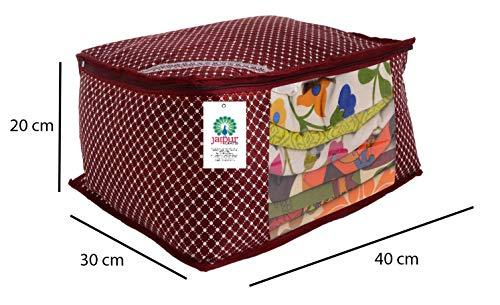 JaipurCrafts 12 Pieces Quilted Polka Dots Cotton Saree Cover Set, Maroon (40 x 30 x 20 cm)