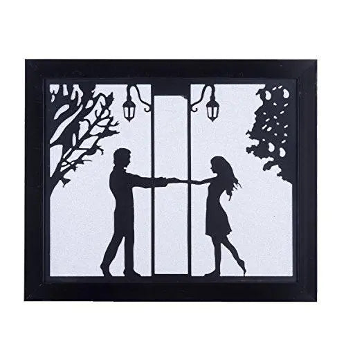 JaipurCrafts Beautiful Loving Couple Design Wall Art On Laser Cut Wooden Laminates Valentine's Day Gift - Couple in Love (42 cm x 35 cm)