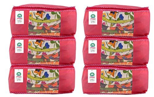 JaipurCrafts 6 Pieces Non Woven Saree Cover Set, Pink (45 x 30 x 20 cm)