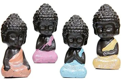 JaipurCrafts Set of 4 Child Monk Showpiece - 7.62 cm (Polyresin, Multicolor)