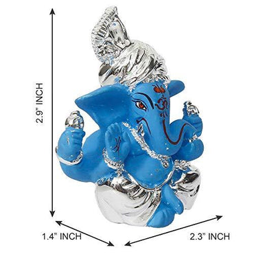 Webelkart Silver Plated Lord Ganesha for Car Dashboard Statue Ganpati Figurine God of Luck & Success Diwali Gifts Home Decor (Size: 7.36 x 3.50 x 6.00 cm)