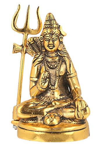 JaipurCrafts Premium White Metal Cold Cast Lord Shiva Idol as Gifts (Gold, 6 Inch)