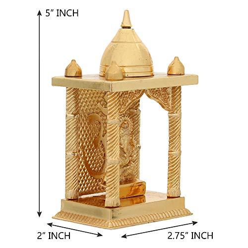 JaipurCrafts Metal Gold Plated Ganesha Decorative Temple Figurine Lord Ganpati Lakshmi Statue Good Luck Spiritual Pooja Gifts Idols(Size 5 x 2.75 Inches, Small)