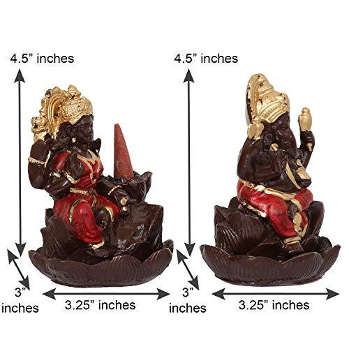 JaipurCrafts Premium Lord Laxmi Ganesha Smoke Fountain Showpiece for Diwali Poojan (Set of 2)