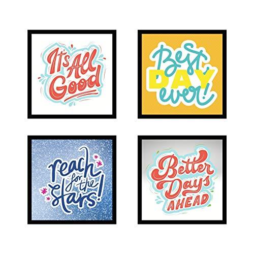 Webelkart Premium Motivational Quote Decoration Poster Photo Framed with Plexi Glass (Synthetic, 10 x 10 Inch, Multicolour) -Set of 4