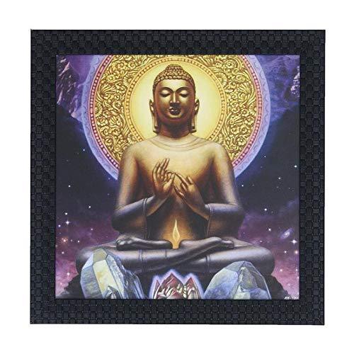 JaipurCrafts Gautam Buddha Framed UV Digital Reprint Painting (Wood, Synthetic, 30 cm x 30 cm)