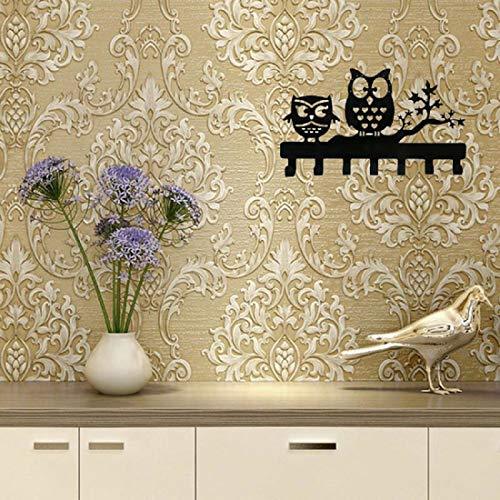 JaipurCrafts Owl Duo Metal Key Holder with 7 Hooks (Black, 10.6 X 6.1 X 0.8 Inch)