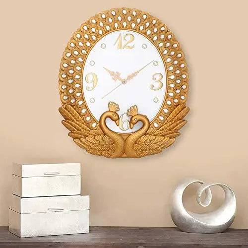 JaipurCrafts Plastic Wall Clock (38 x 34 x 5.08 cm, Gold)