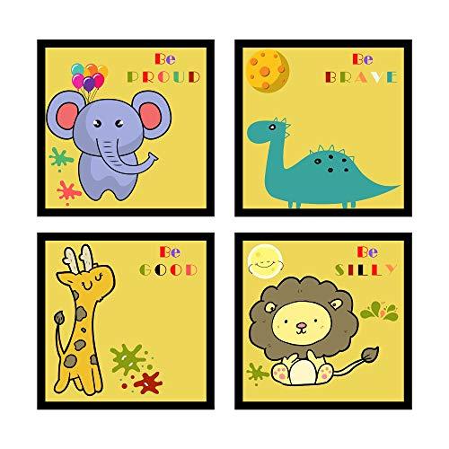 Webelkart Set of 4 Motivational Quotes Photo Frame for Wall, Office, Study Room Decoration Poster Framed, Size - 10 x 10 INCH