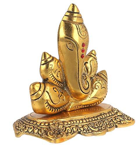 Webelkart Premium Spiritual Lord Ganesha with Om Statue Sitting On Chowki Figurine of Lord Ganesh, White Metal Statue,Valuable Collectible feng Shui Gifts- 5.00 in