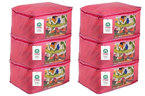 JaipurCrafts 6 Pieces Non Woven Saree Cover Set, Pink (45 x 30 x 20 cm)