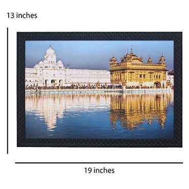 JaipurCrafts Golden Tample Large Framed UV Digital Reprint Painting (Wood, Synthetic, 36 cm x 51 cm)