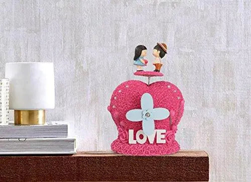 JaipurCrafts Cute Loving Couple Sitting on a Heart couple showpiece figurine | decorative handicraft sculptures |showpiece statue figurines items for living room | office drawing room | bed room interior | home decor and house warming gifts | Valentines D