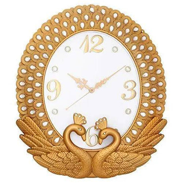 JaipurCrafts Plastic Wall Clock (38 x 34 x 5.08 cm, Gold)