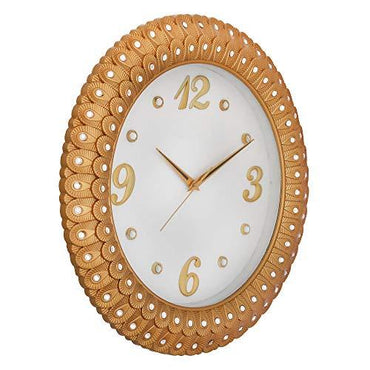 JaipurCrafts Plastic Wall Clock (38 x 34 x 5.08 cm, Gold)