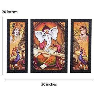 JaipurCrafts City View Set of 3 Large Framed UV Digital Reprint Painting (Wood, Synthetic, 36 cm x 61 cm)