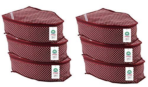 JaipurCrafts 6 Piece Quilted Cotton Polka Dots Print Blouse Cover Set, Maroon (39 cm x 27 cm x 20 cm)
