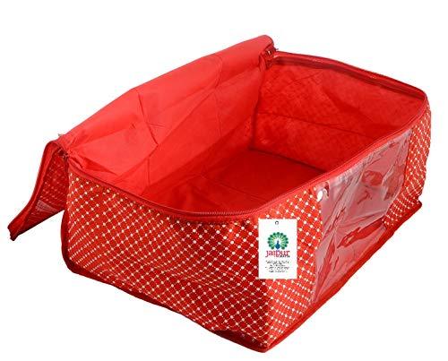 JaipurCrafts 12 Pieces Quilted Polka Dots Cotton Saree Cover Set, Red (45 x 30 x 20 cm)