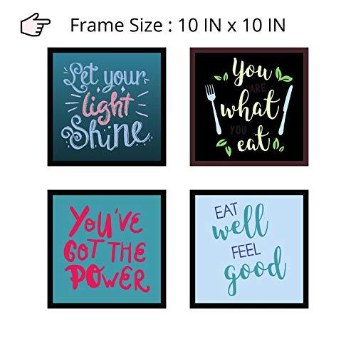 Webelkart Premium Synthetic Set of 4 Motivational/Inspirational Quote Photo Frame for Wall, Office, Study Room Decoration Poster Framed with Plexi Glass, Size - 10 x 10 Inch | Multicolour