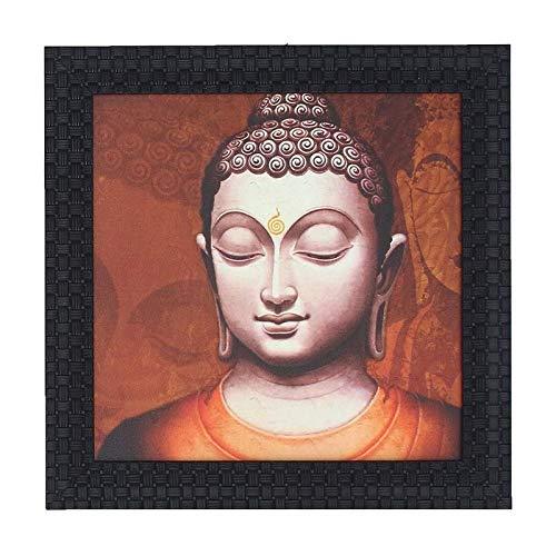JaipurCrafts Gautam Buddha Framed UV Digital Reprint Painting (Wood, Synthetic, 26 cm x 26 cm)