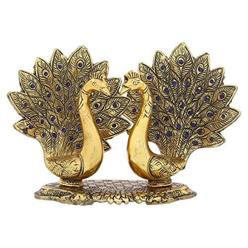JaipurCrafts Premium Aluminium Gold Plated Pair of Kissing Duck Showpiece- 15 cm