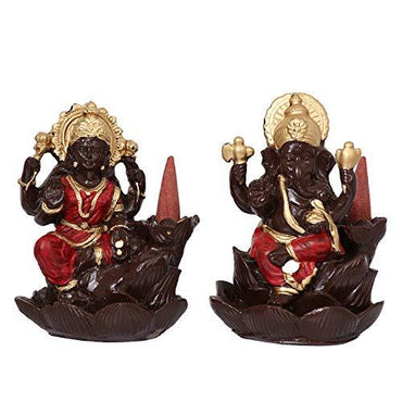 JaipurCrafts Premium Lord Laxmi Ganesha Smoke Fountain Showpiece for Diwali Poojan (Set of 2)