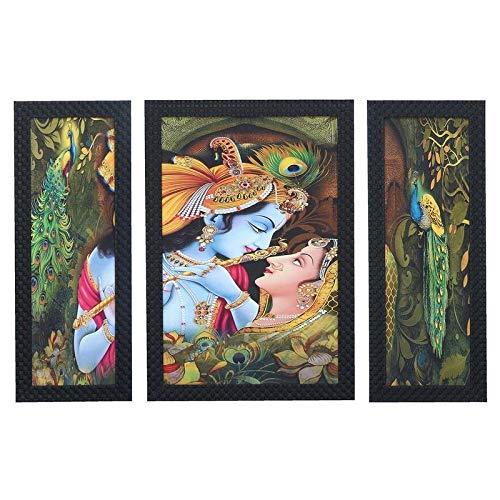 JaipurCrafts Flower Set of 3 Large Framed UV Digital Reprint Painting (Wood, Synthetic, 36 cm x 61 cm)