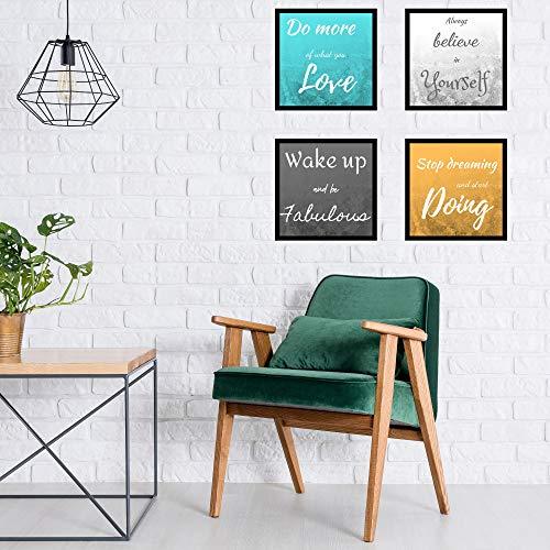 Webelkart Motivational/Inspiration Photo Frame Decoration Synthetic Poster (Size - 10 x 10 inch, Multicolour) - Set of 4