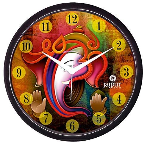 JaipurCrafts Plastic Lord Ganesha Wall Clock (Multi_2 Inch X 12 Inch X 12 Inch)