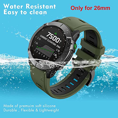 Zitel Band for Fenix 8 51mm, 7X/7X Pro, 6X/6X Pro, 5X/5X Plus, 3/3 HR, Descent MK1, Enduro, 26mm Sport Strap- Green/Black