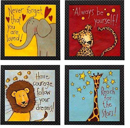 Webelkart Synthetic Designer Motivational/Funny Quote Photo Frame for Wall, Office, Study Room Decoration Poster Framed Without Glass (Multicolour, Size -10 x 10 Inches) -Set of 4