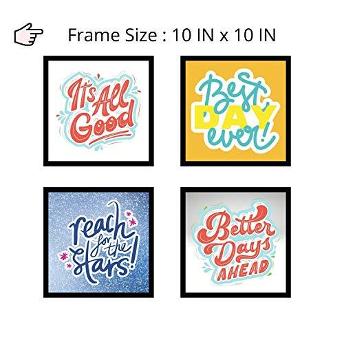 Webelkart Premium Motivational Quote Decoration Poster Photo Framed with Plexi Glass (Synthetic, 10 x 10 Inch, Multicolour) -Set of 4