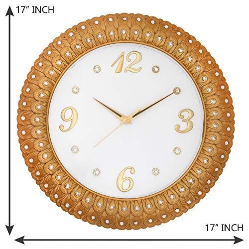 JaipurCrafts Plastic Wall Clock (38 x 34 x 5.08 cm, Gold)