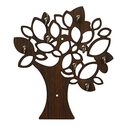 JaipurCrafts Tree Wooden Key Holder (19 cm x 17.78 cm x 0.4 cm, Beige)- 7 Hooks